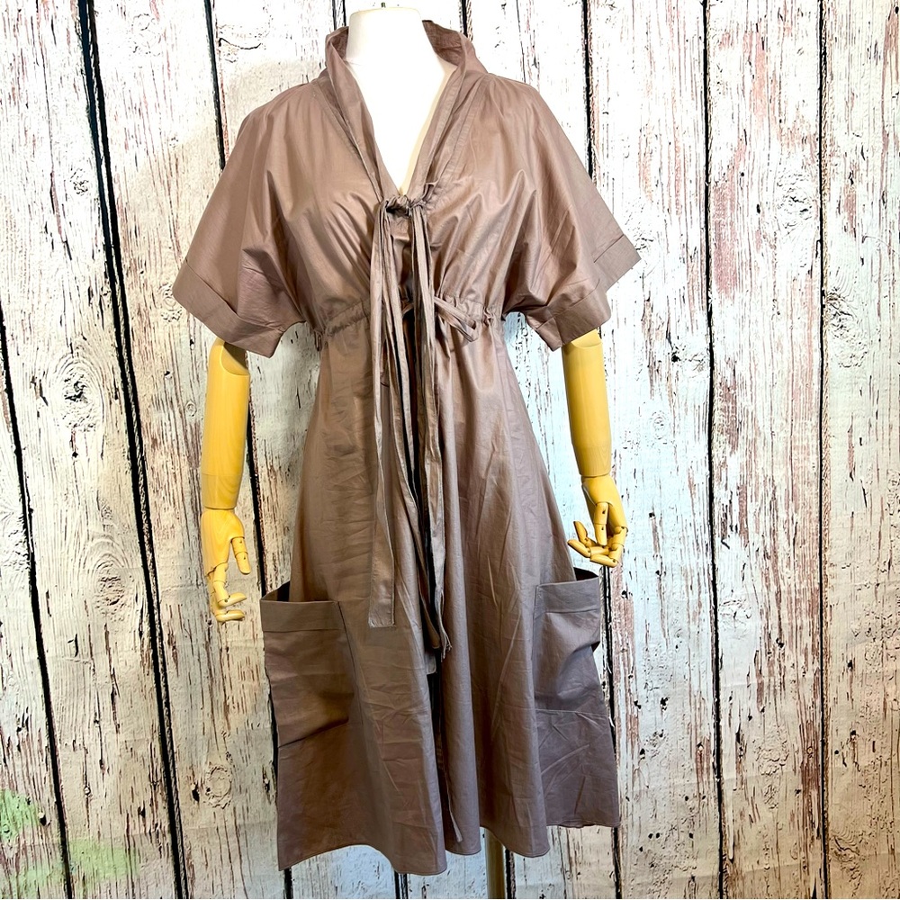 ART Atelier Rare Toggery Bohemian Lagenlook Kaftan Tunic Gathered Waist Dress LG